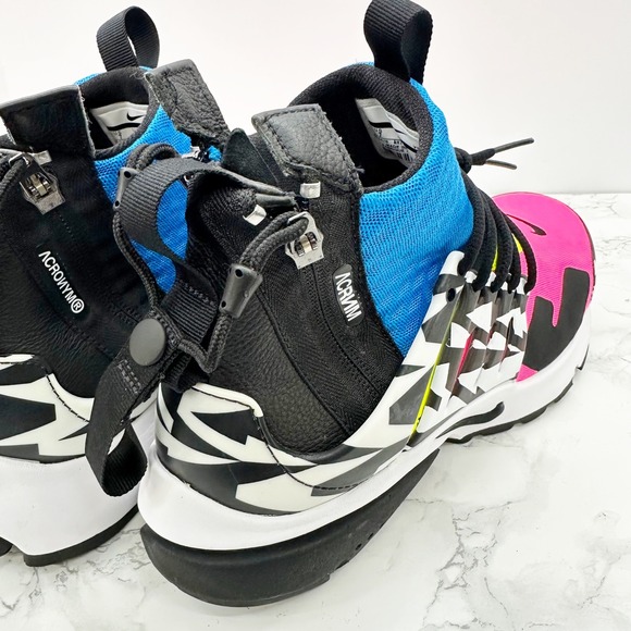 Nike Air Presto Mid Acronym Racer Pink Mens Size 7 AH7832-600 EUC Blue Neon Pink - Picture 6 of 8